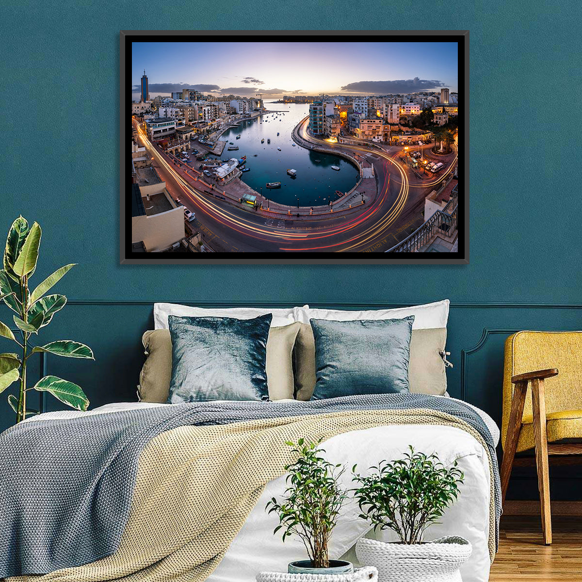 Spinola Bay Light Trails Wall Art in a room, landscape