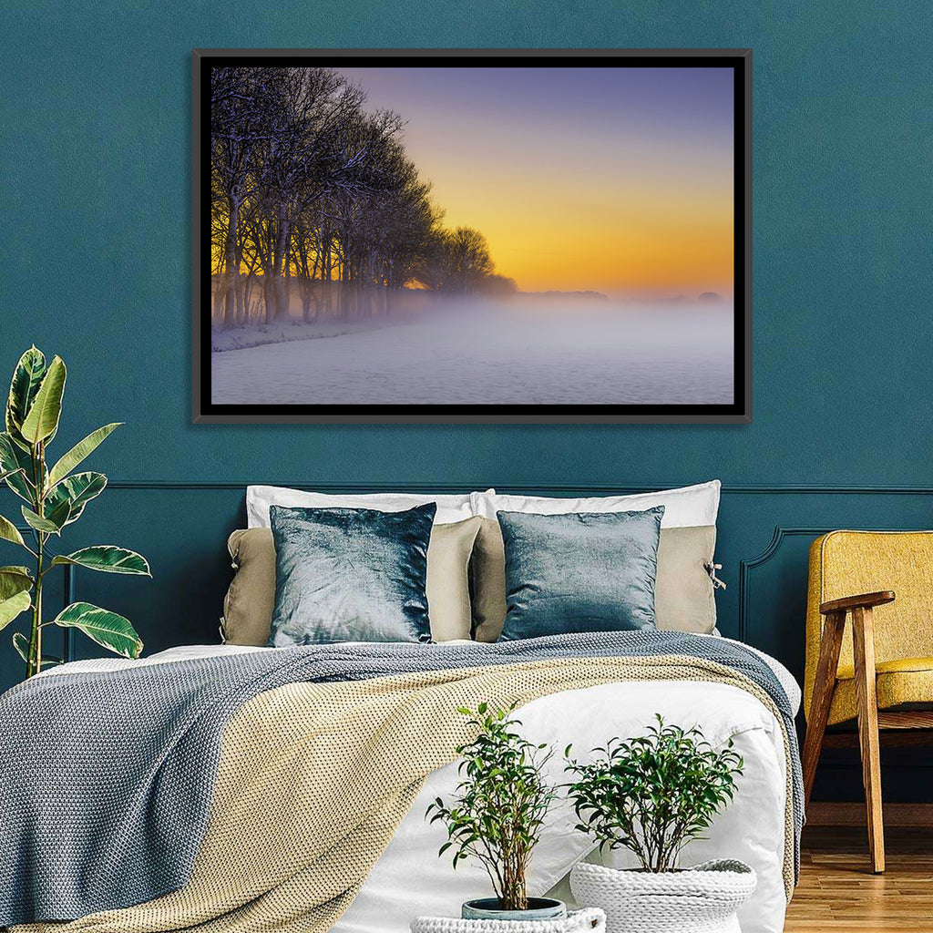 Winter Fog at Sunset Wall Art