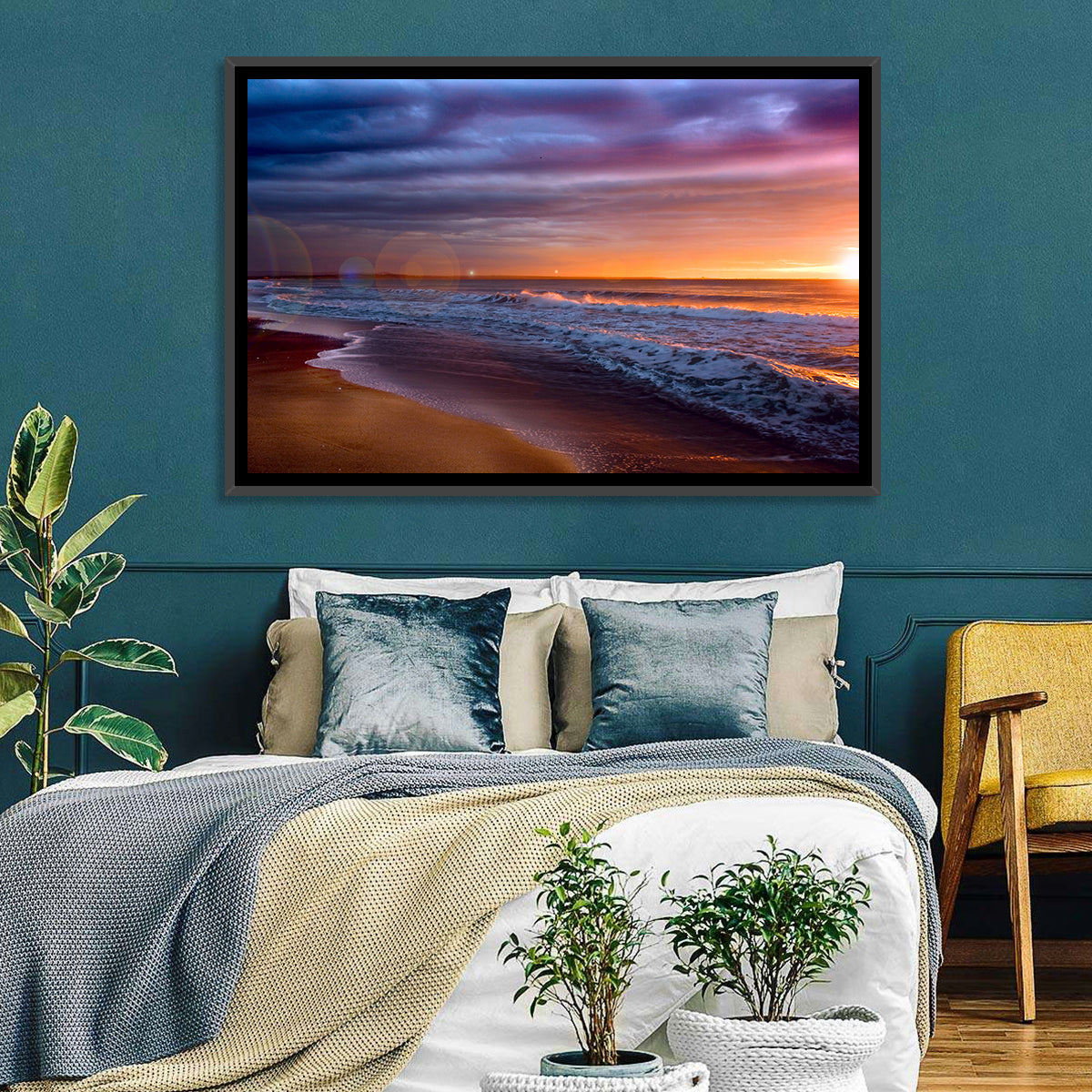 Bulgarian Black Sea Sunrise Wall Art in a room, landscape