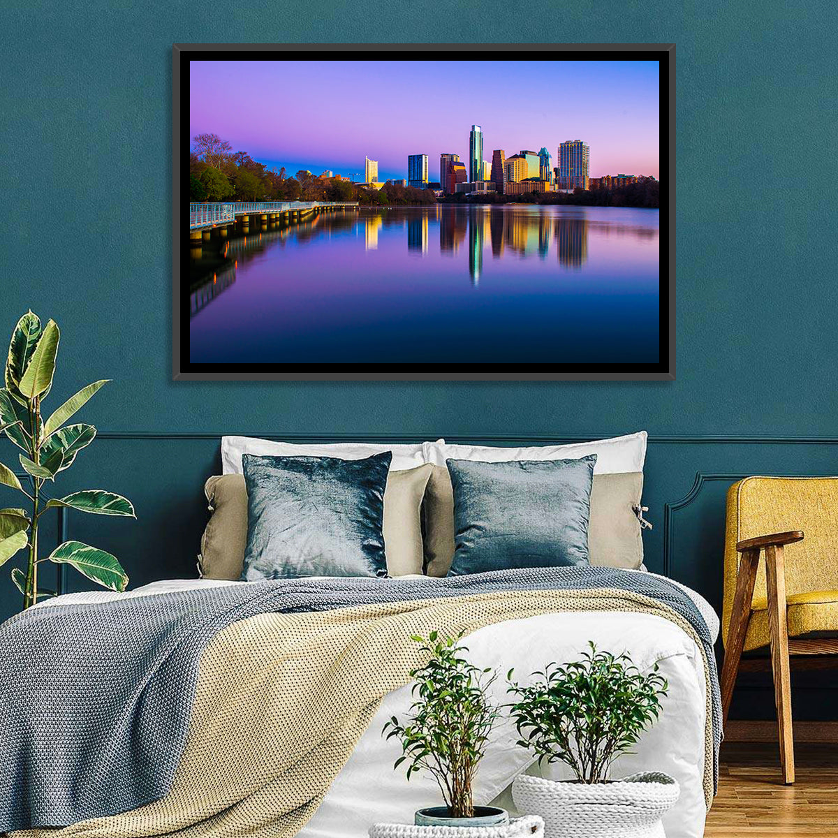 Austin Skyline Reflection at Twilight Wall Art