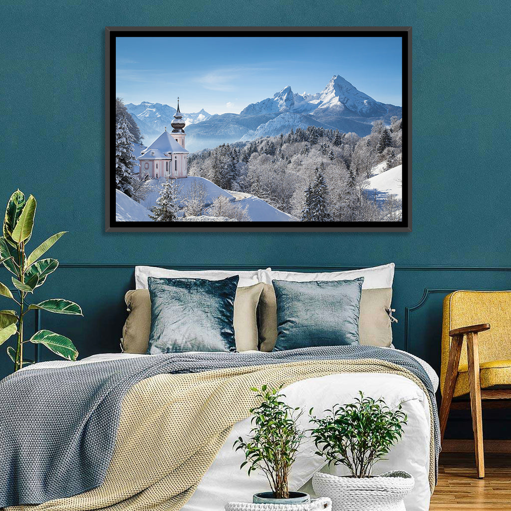 Maria Gern Church and Watzmann in Winter Wall Art