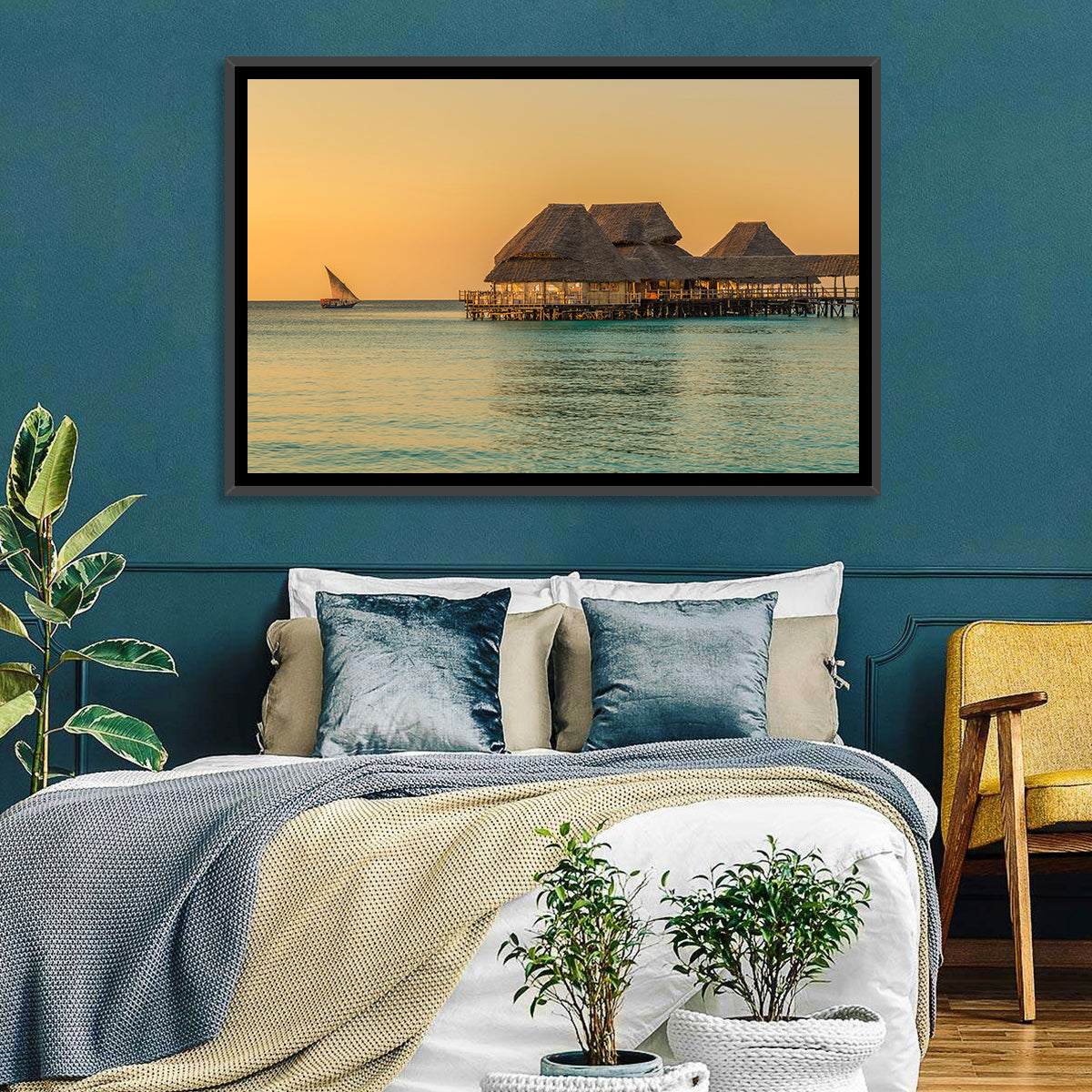 The Rock Restaurant Sunset Wall Art in a room, landscape