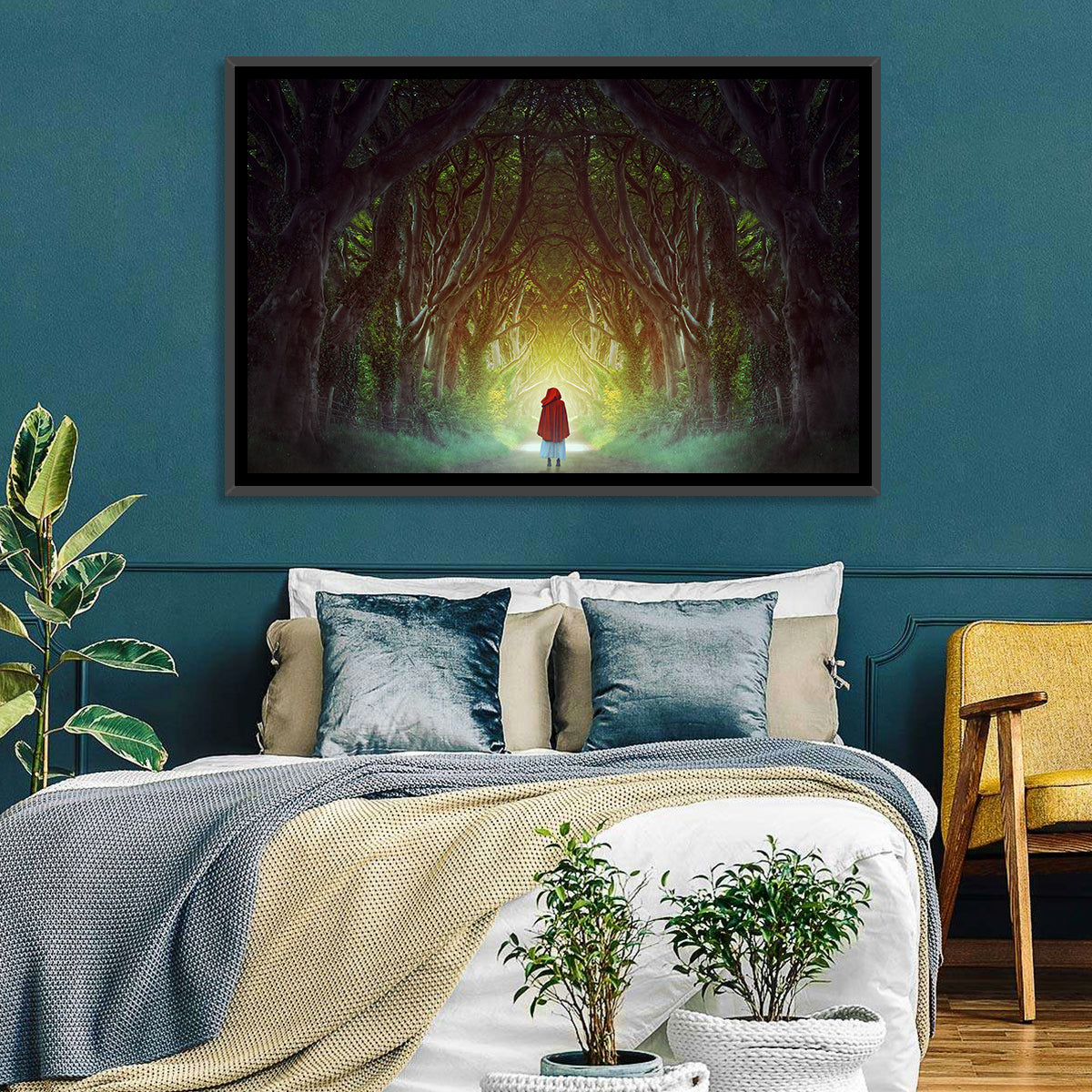 Dark Hedges Pathway Wall Art in a room, landscape