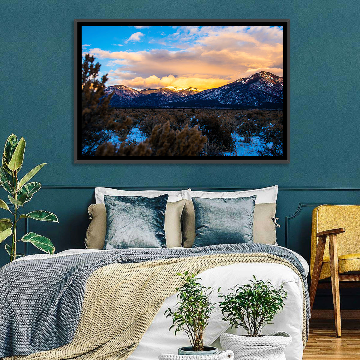 Sangre Winter Desert Wall Art in a room, landscape