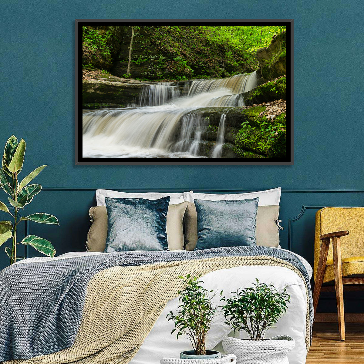 Matthiessen Forest Cascade Wall Art in a room, landscape