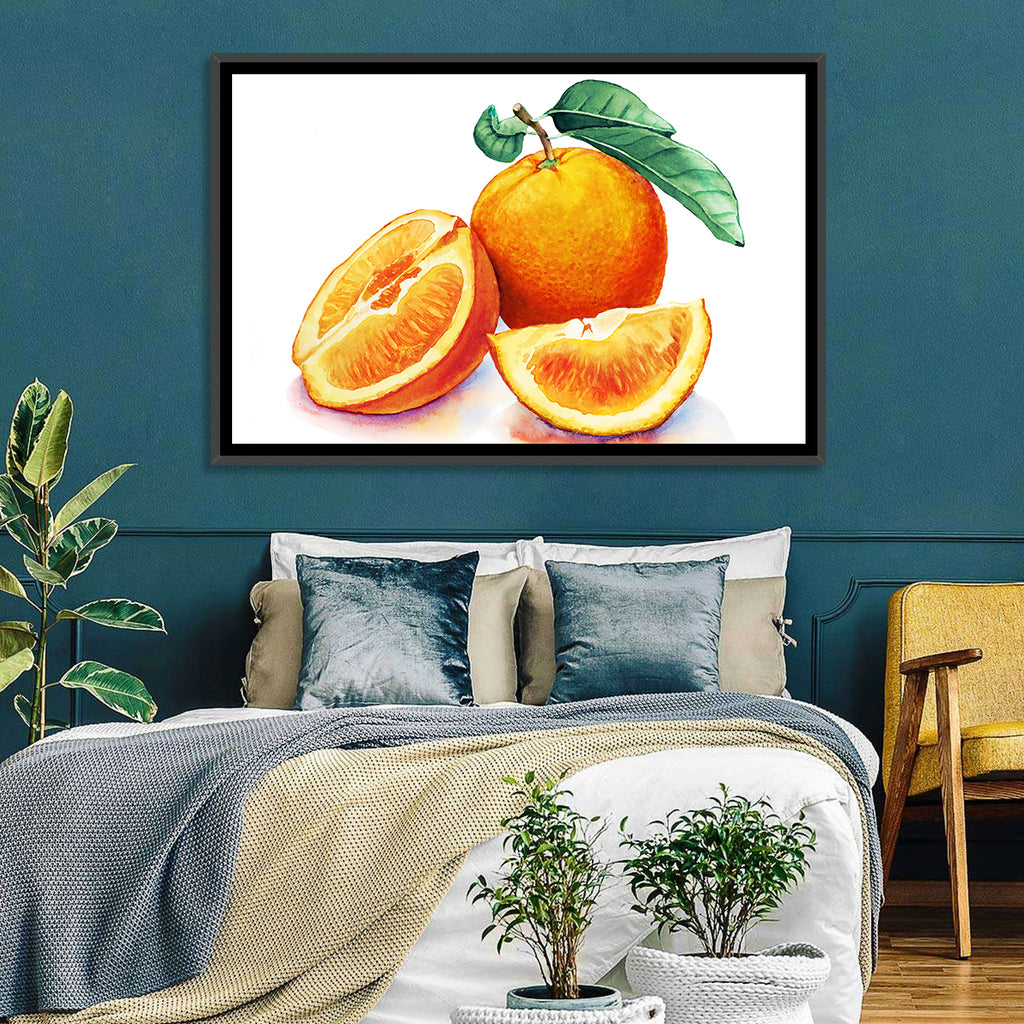 Watercolor Orange Still Life Wall Art