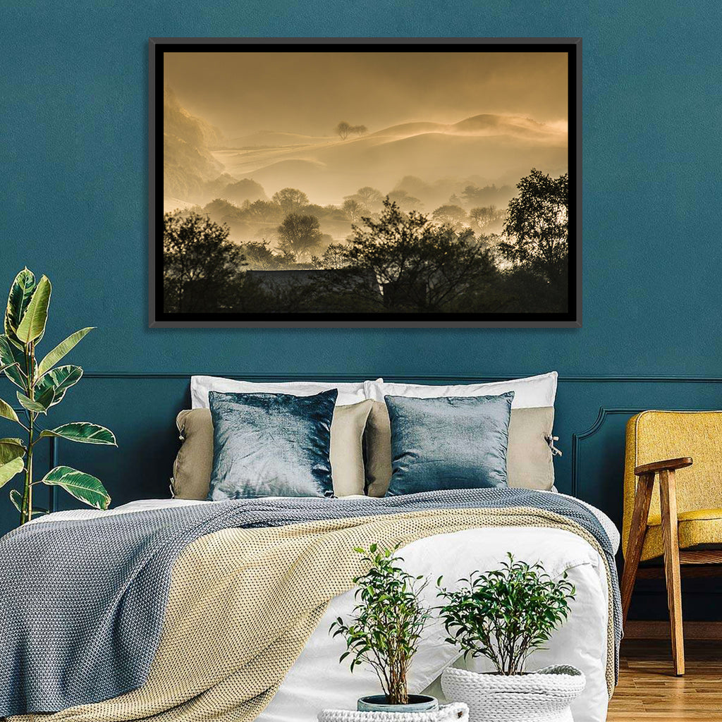 Bronze Morning Mist Over Hills Wall Art