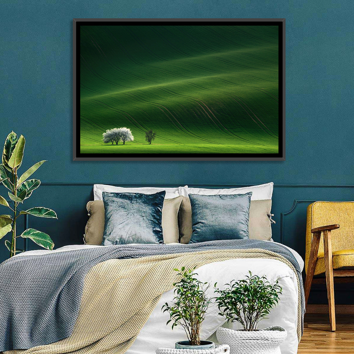 Emerald Hills with Blossoming Tree Wall Art
