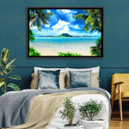 Palm-framed Tropical Island Beach Wall Art