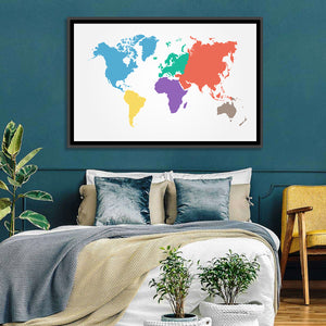 World Continents Map Wall Art