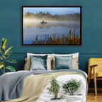 Misty Lake Fisherman Wall Art