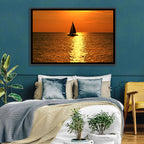 Sailboat Silhouette at Golden Sunset Wall Art