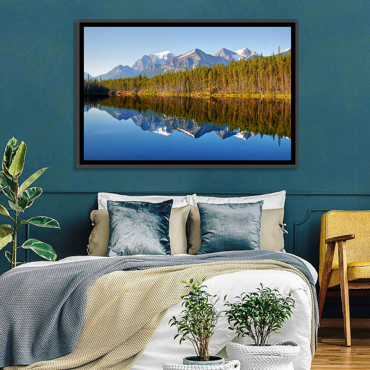 Herbert Lake Reflection Wall Art in a room, landscape
