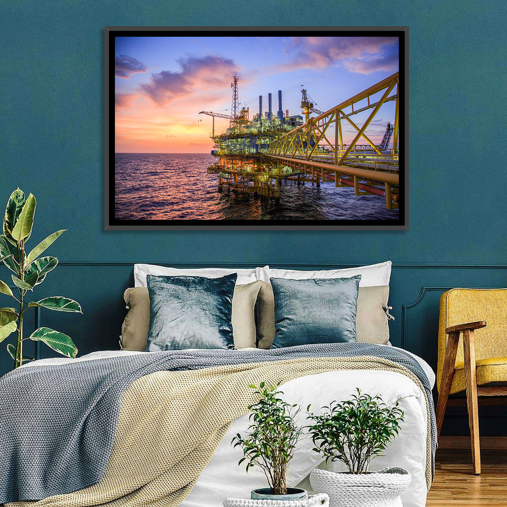 Golden Hour Offshore Oil Rig Wall Art