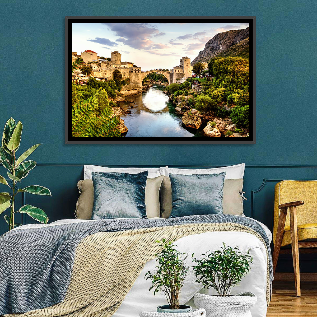 Stari Most Bridge, Mostar Wall Art in a room, landscape