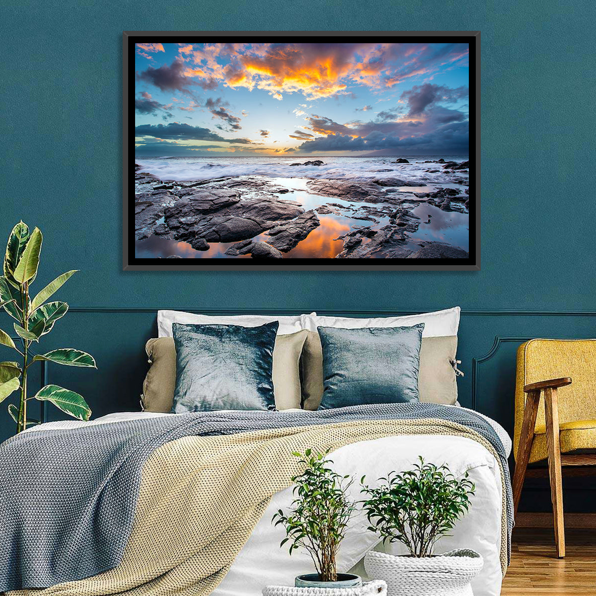 Sunset Over Volcanic Shore Wall Art