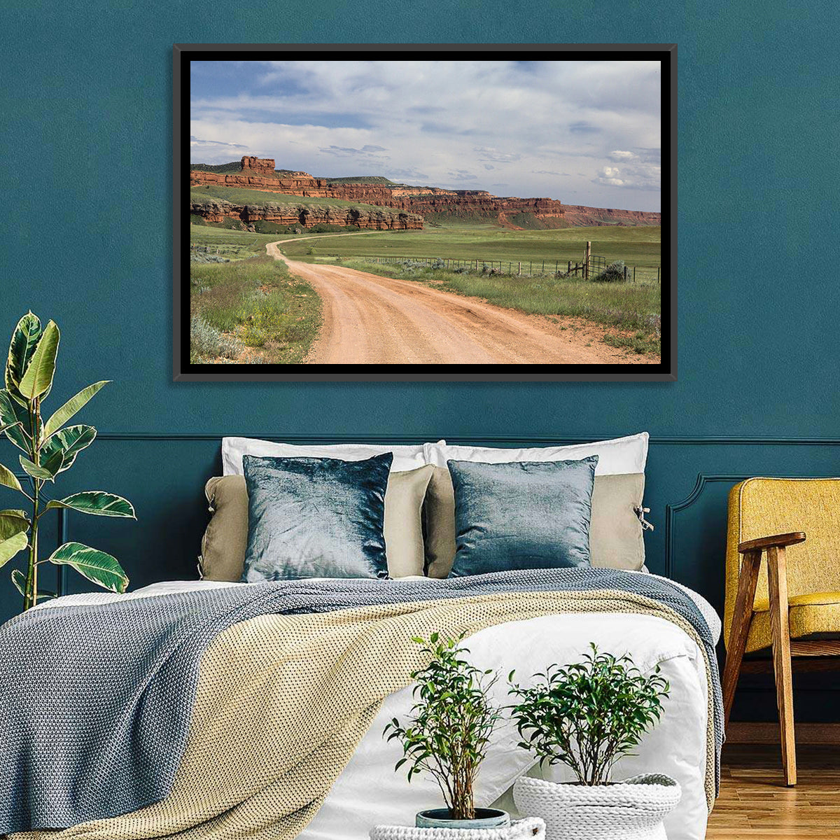 Kaycee Red Cliffs Wall Art in a room, landscape