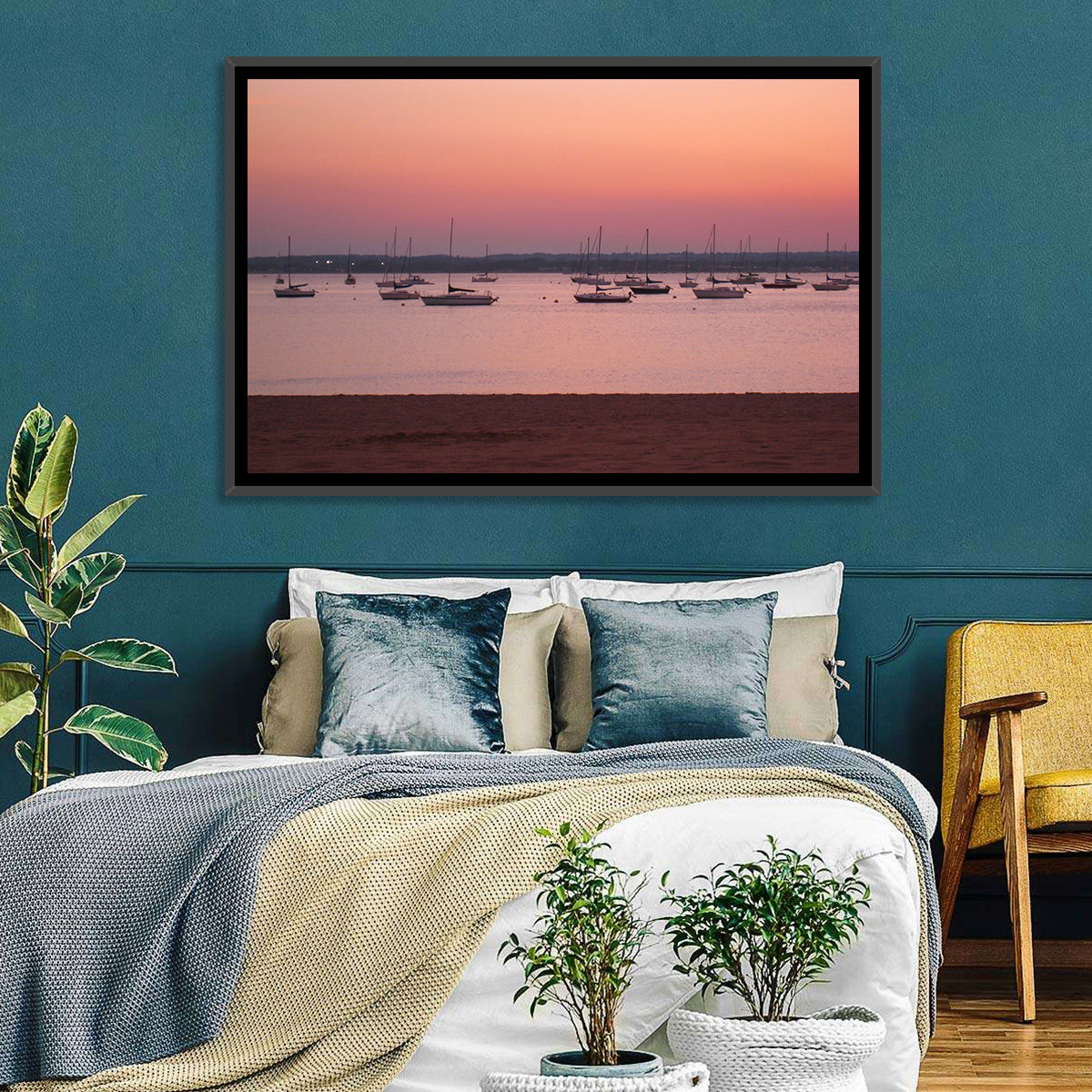 East Haven Beach Sunset Wall Art in a room, landscape