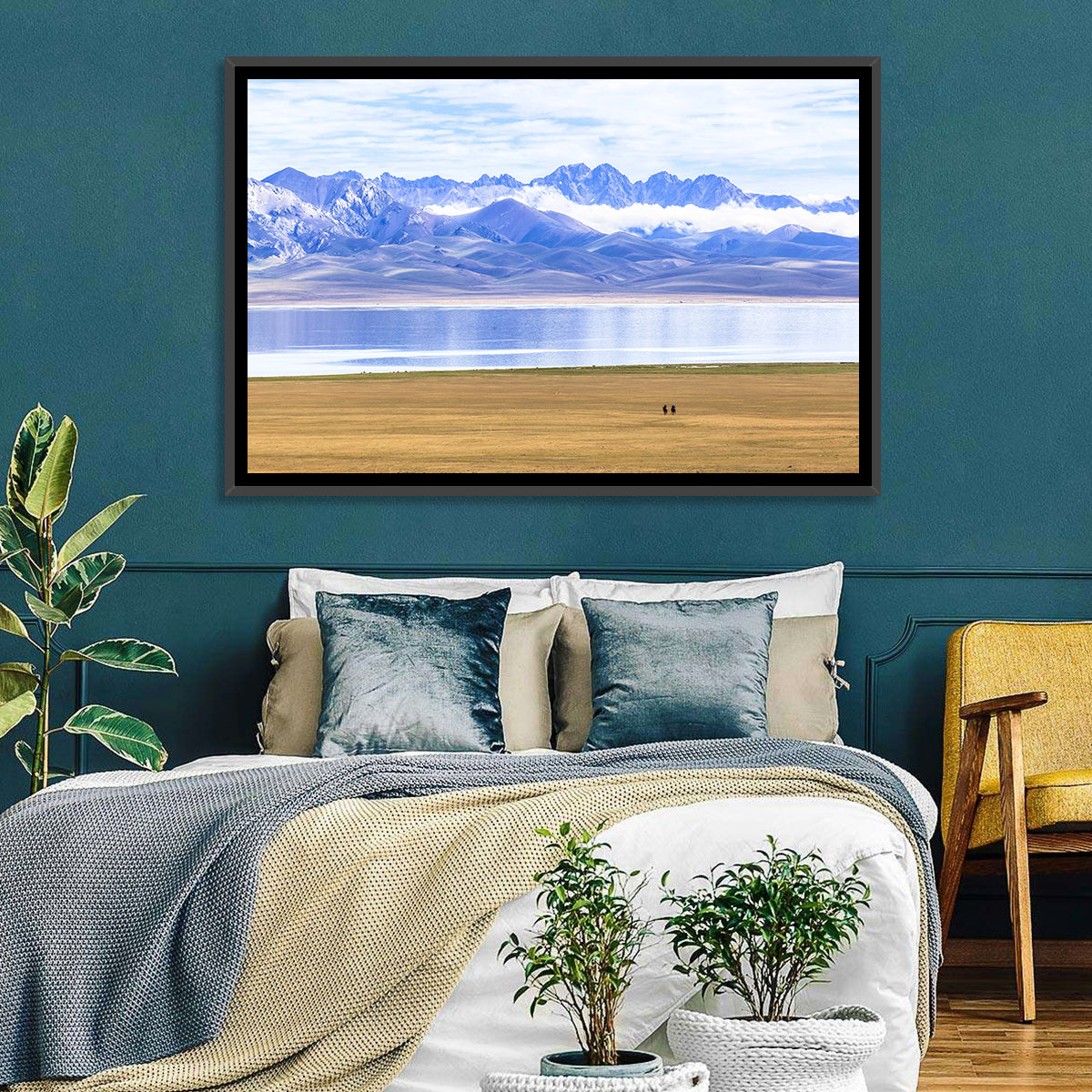 Song Kul Lake Silhouettes Wall Art in a room, landscape