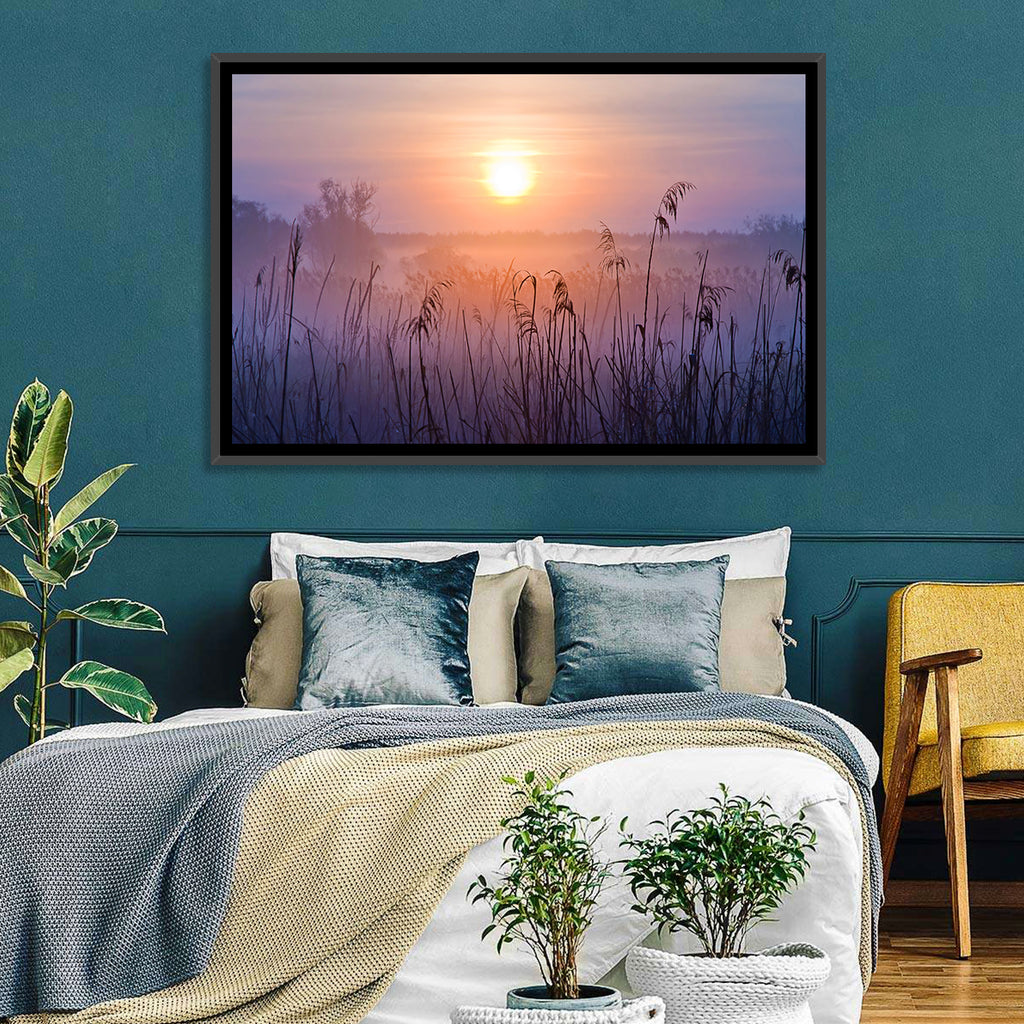 Lavender Sunrise Over Reeds Wall Art