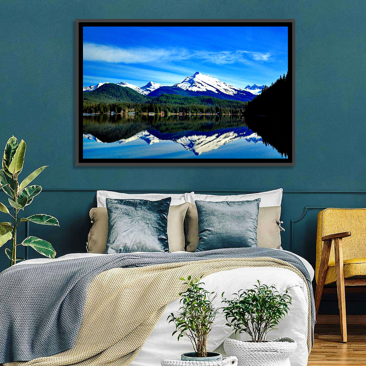 Juneau Mountains Reflection Wall Art in a room, landscape
