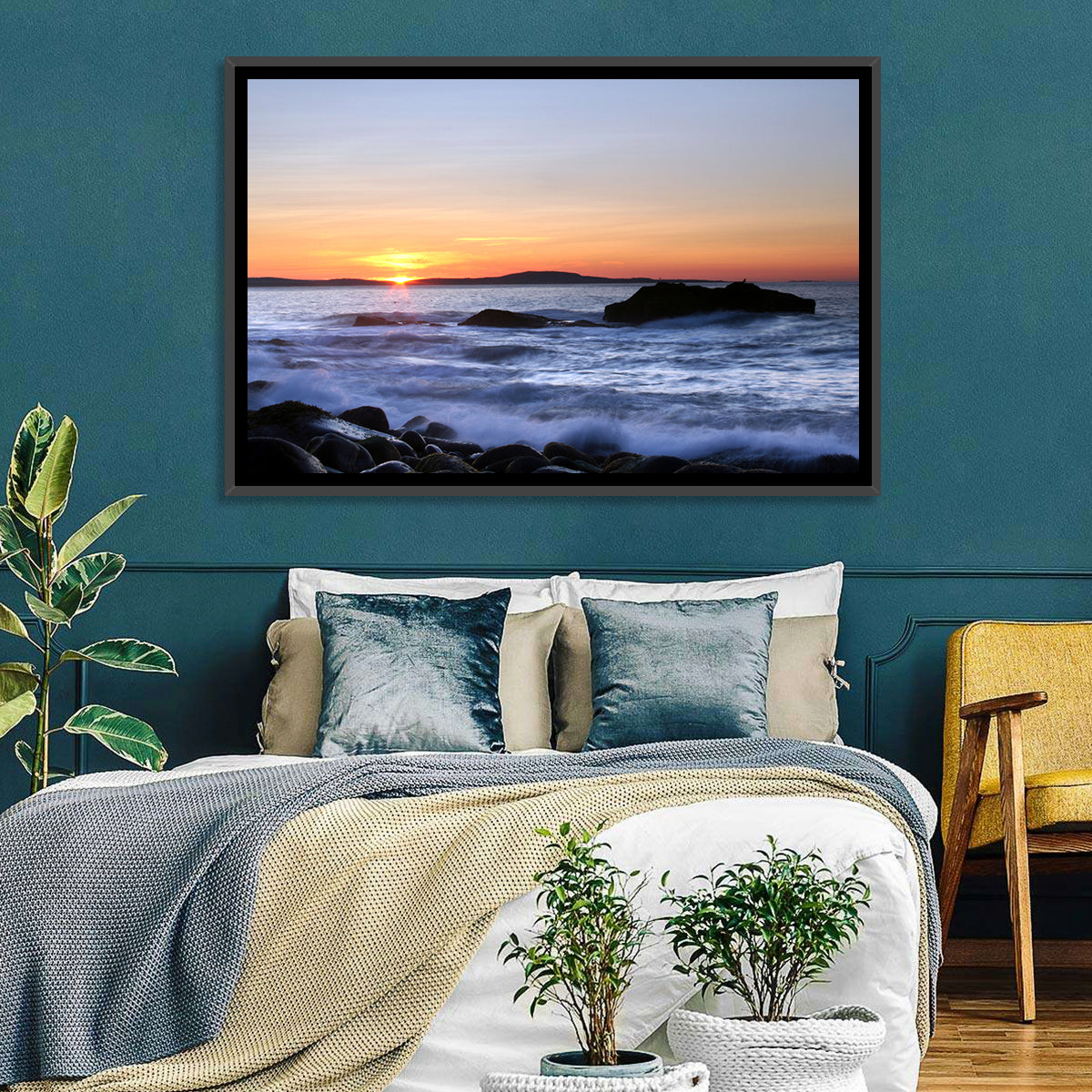 Acadia National Park Coastline Wall Art in a room, landscape