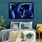 Glowing Digital World Map Wall Art