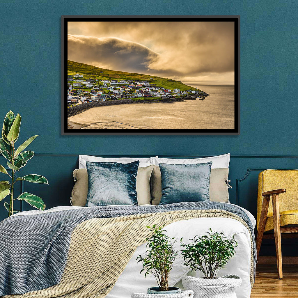 Coastal Village at Golden Hour Wall Art