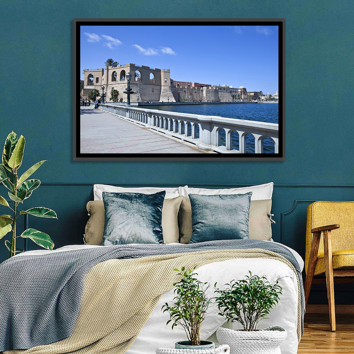 Red Fort Waterfront Wall Art in a room, landscape