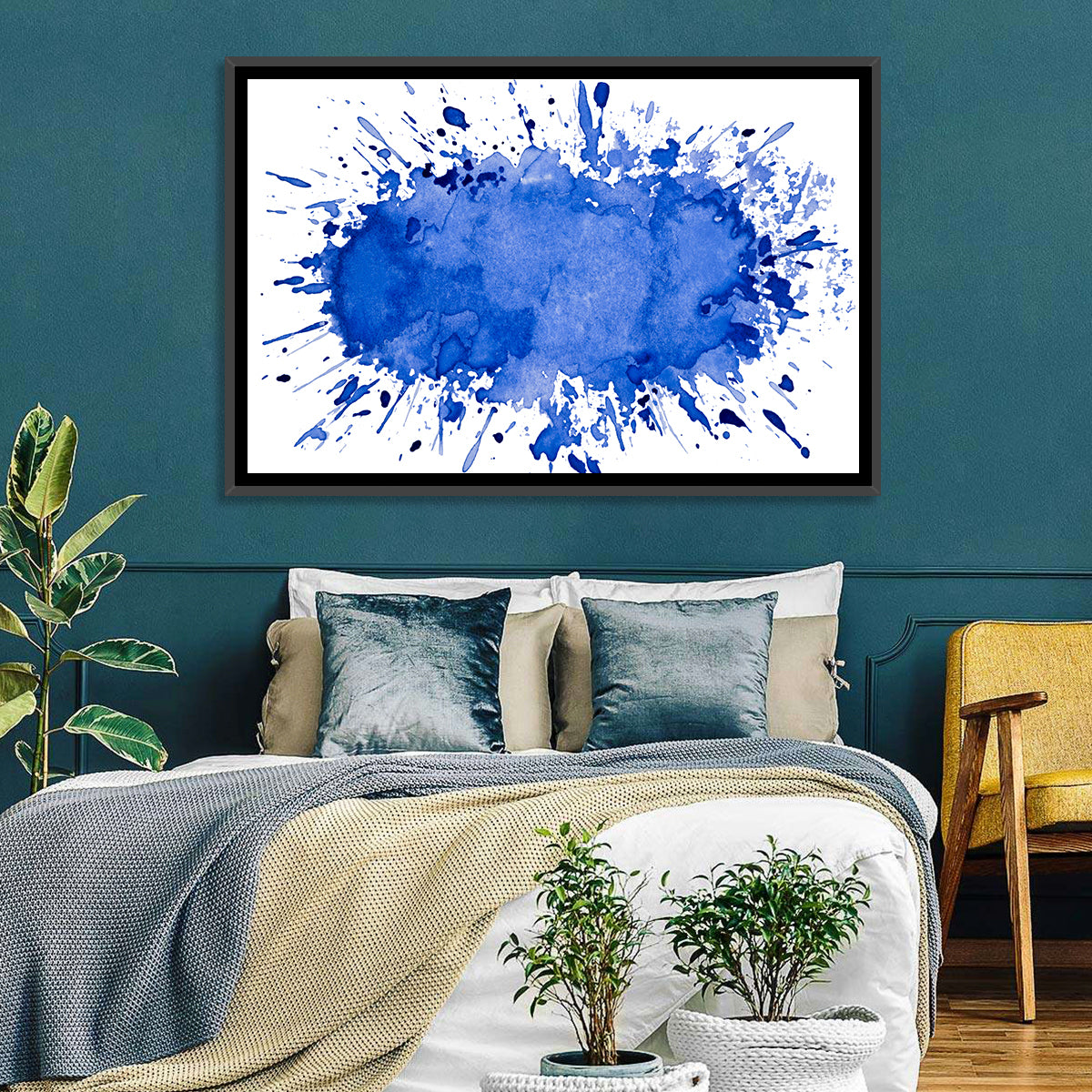 Blue Ink Splash Wall Art