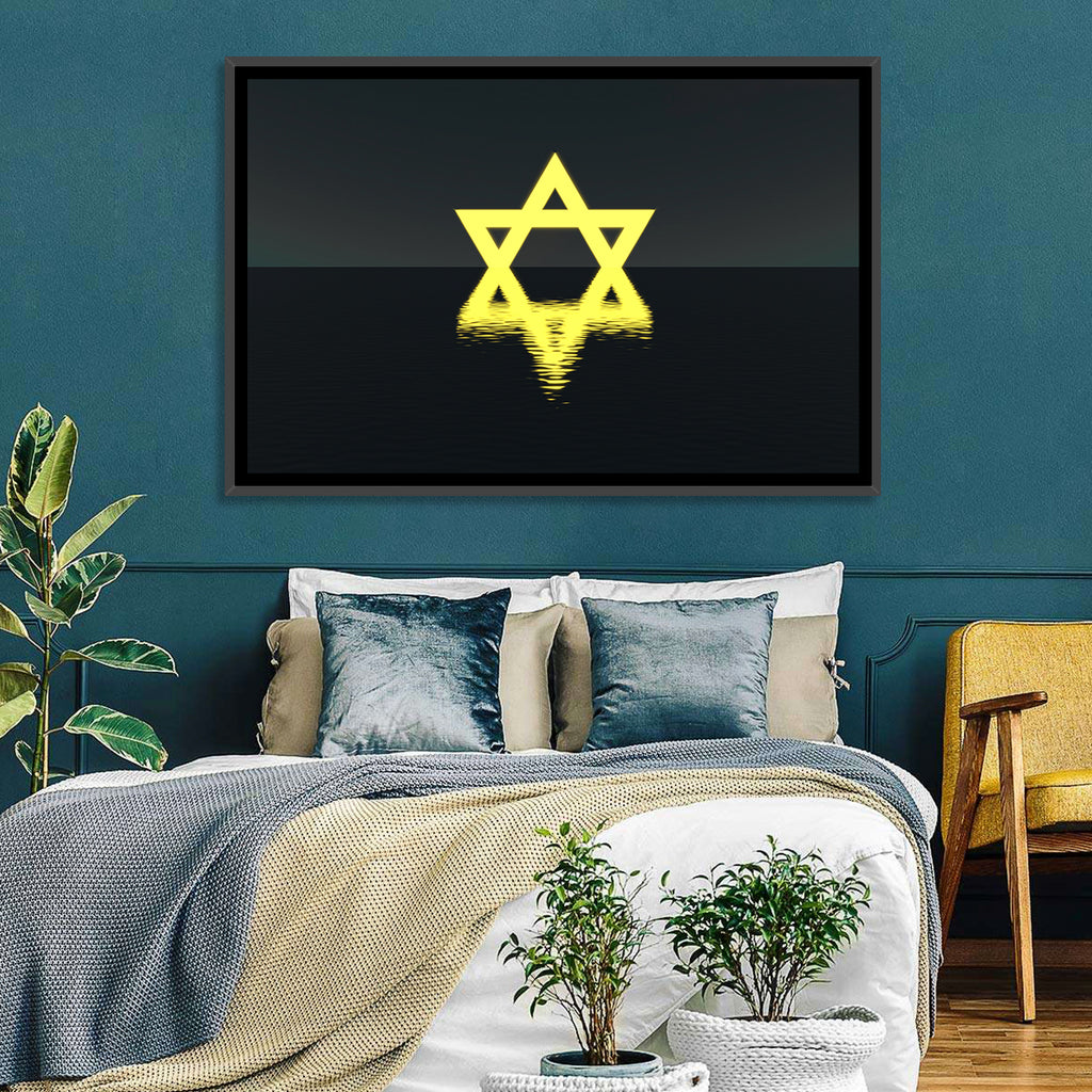 Glowing Star of David Reflection Wall Art