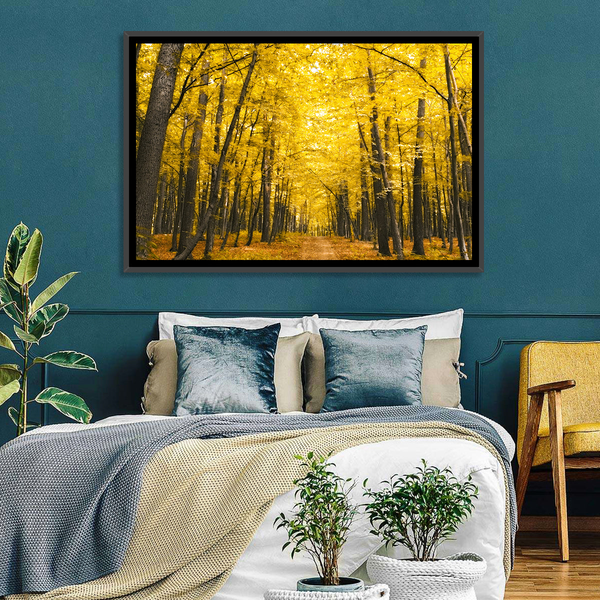 Yellow Autumn Forest Path Wall Art