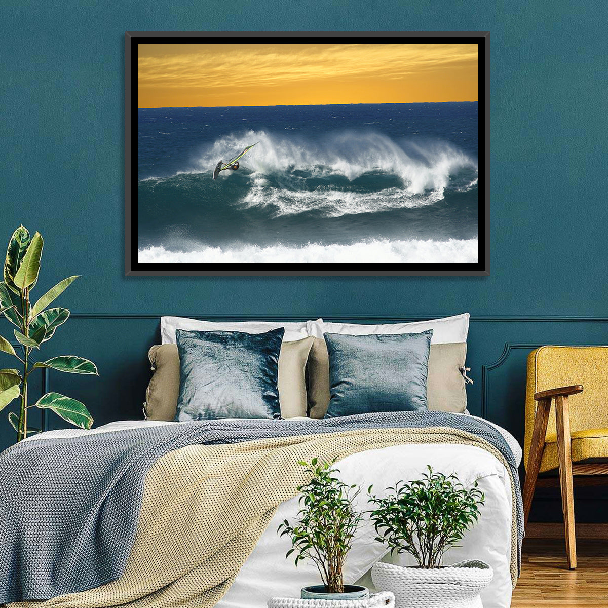 Windsurfer at Golden Wave Wall Art