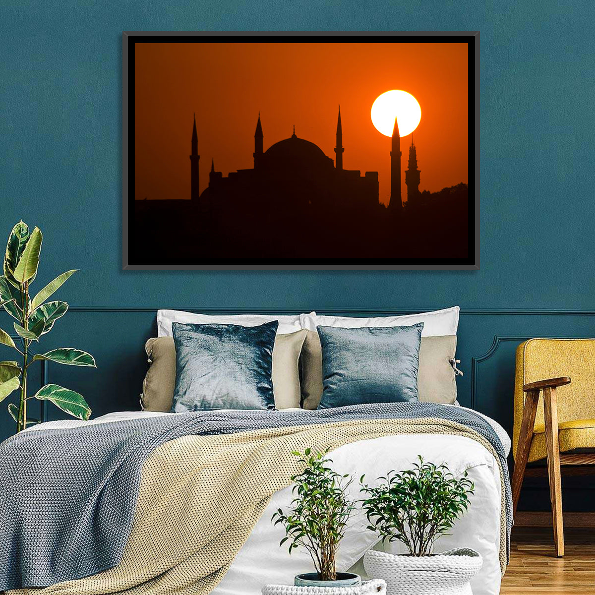 Hagia Sophia Silhouette at Sunset Wall Art in a room, landscape