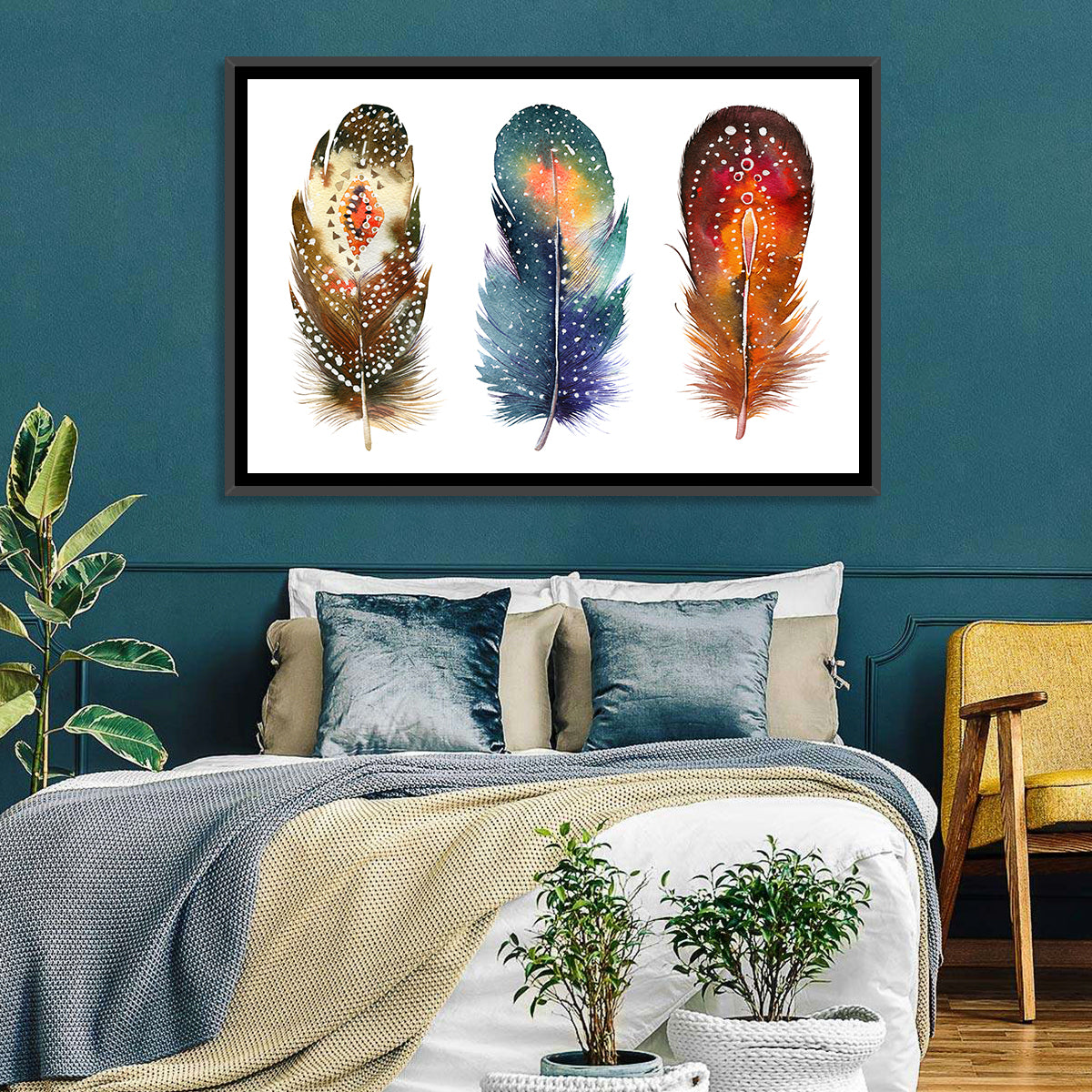 Colored Feather Set Wall Art