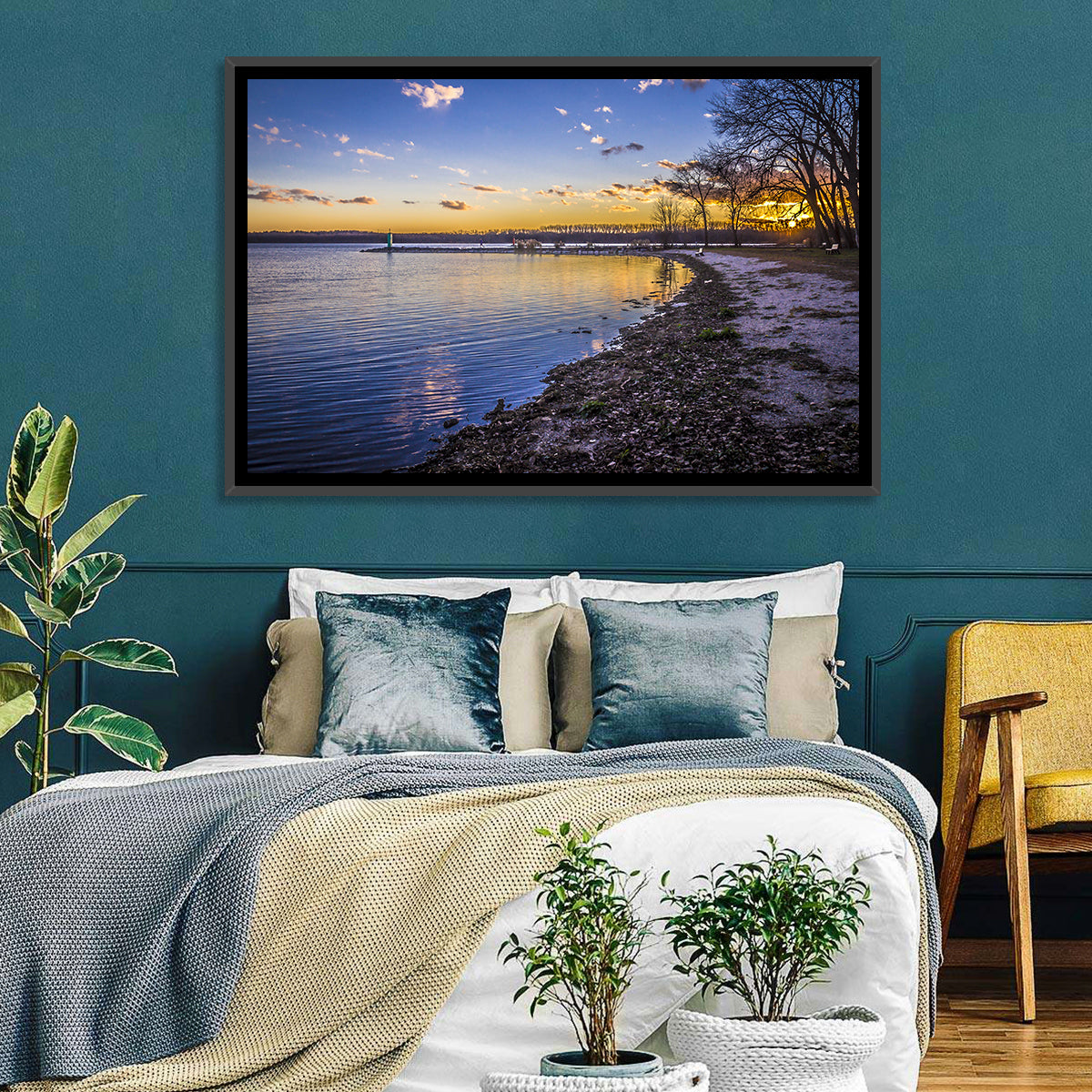 Onondaga Lake Sunset Wall Art in a room, landscape