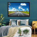 Asphalt Road Through Meadow Wall Art
