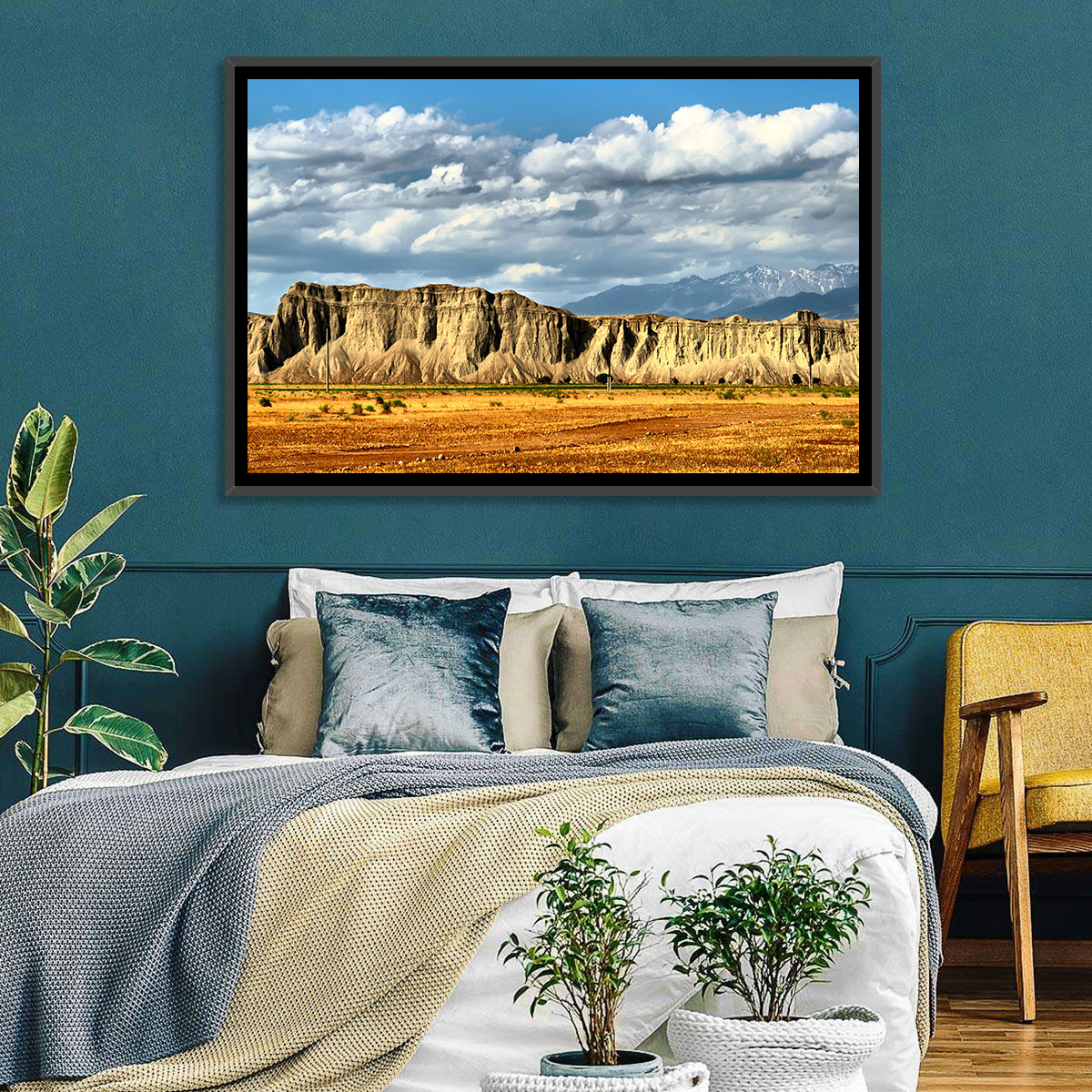 Snake Mountain Ridge Cliffs Wall Art in a room, landscape