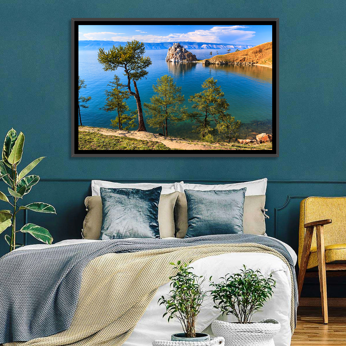 Shamanka Rock, Lake Baikal Wall Art in a room, landscape