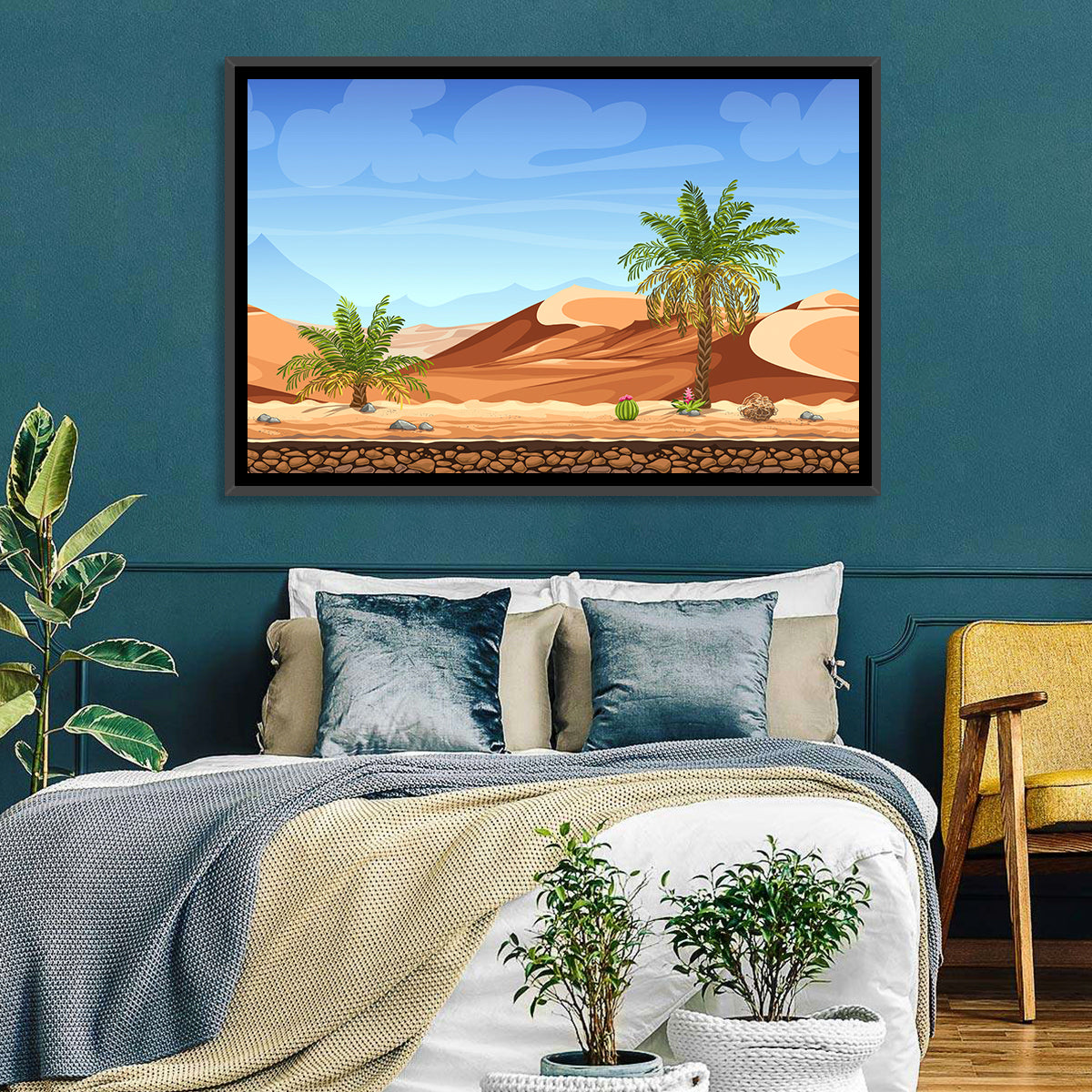 Digital Desertscape Wall Art in a room, landscape