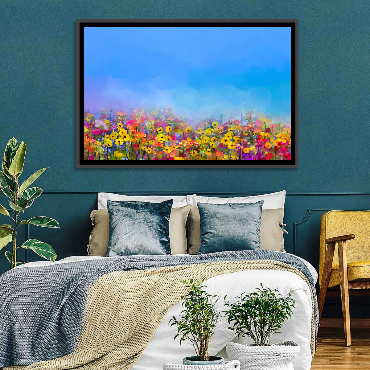 Cornflower and Daisy Meadow Wall Art