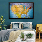 Vintage USA Map with Northeastern Pushpin Wall Art