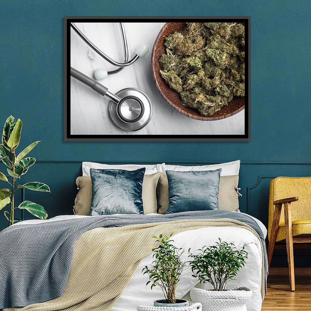 Stethoscope and Medical Cannabis Still Life Wall Art
