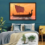 Viking Longship at Dusk Wall Art