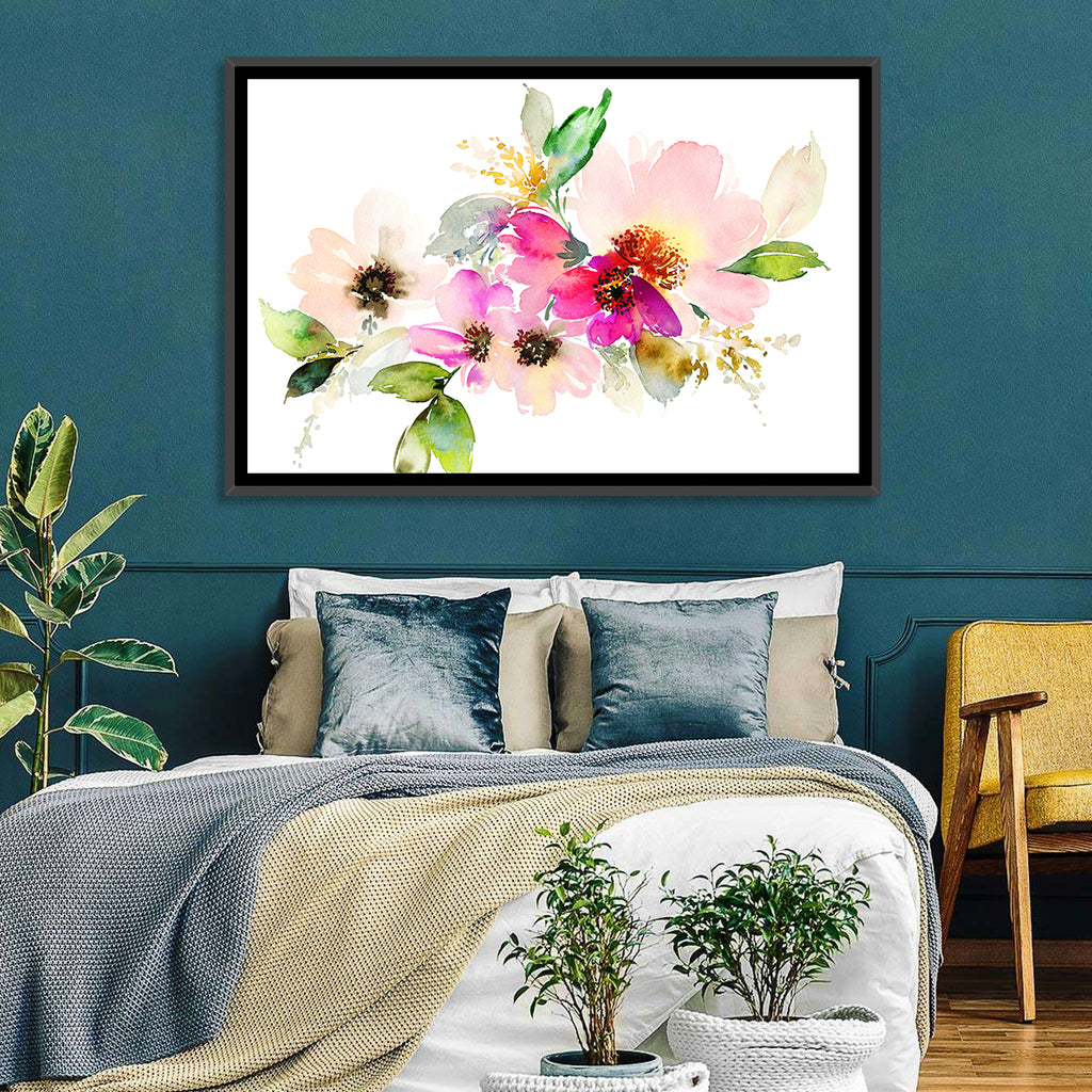 Delicate Pink Floral Watercolor Wall Art