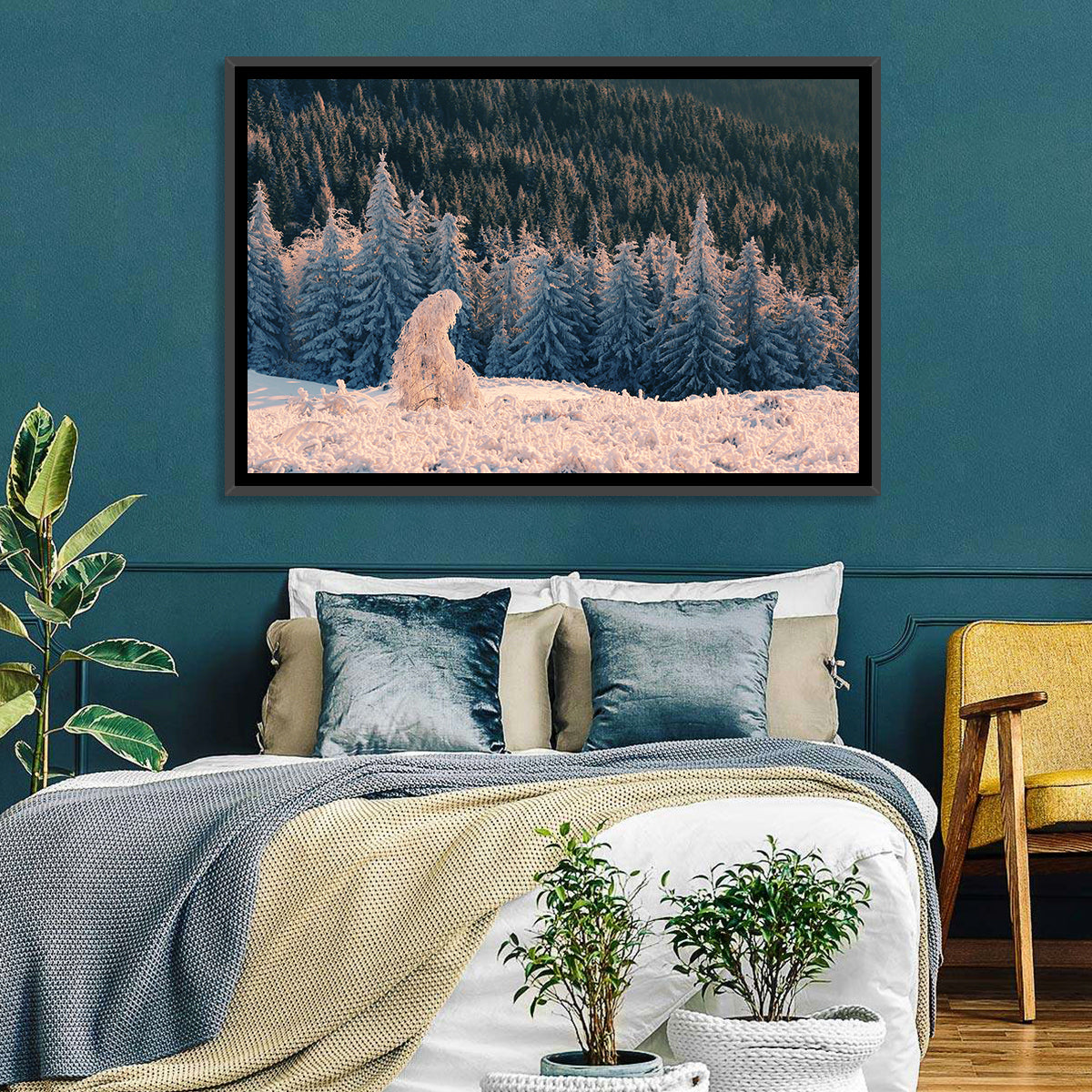 Carpathian Forest at Golden Hour Wall Art in a room, landscape