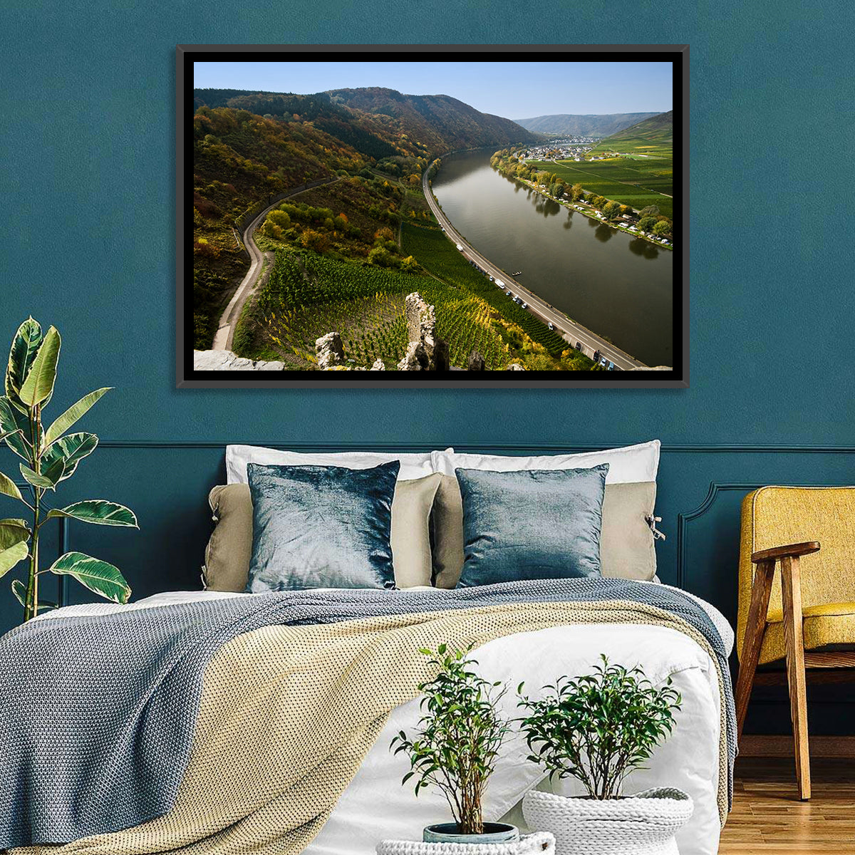 Mosel Valley at Bremm, Germany Wall Art in a room, landscape