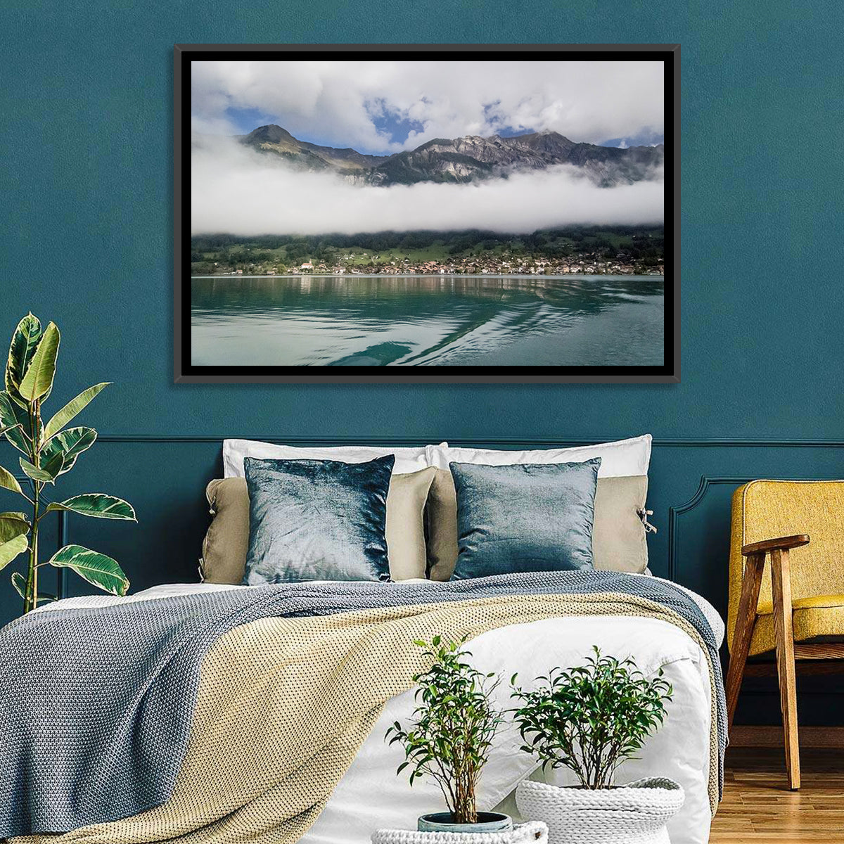 Lake Brienz Reflection Wall Art in a room, landscape
