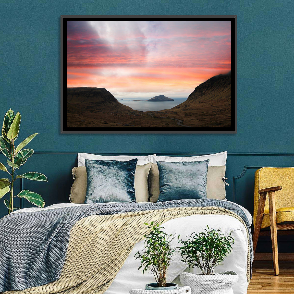 Klakkur Dusk Over Kalsoy Wall Art in a room, landscape