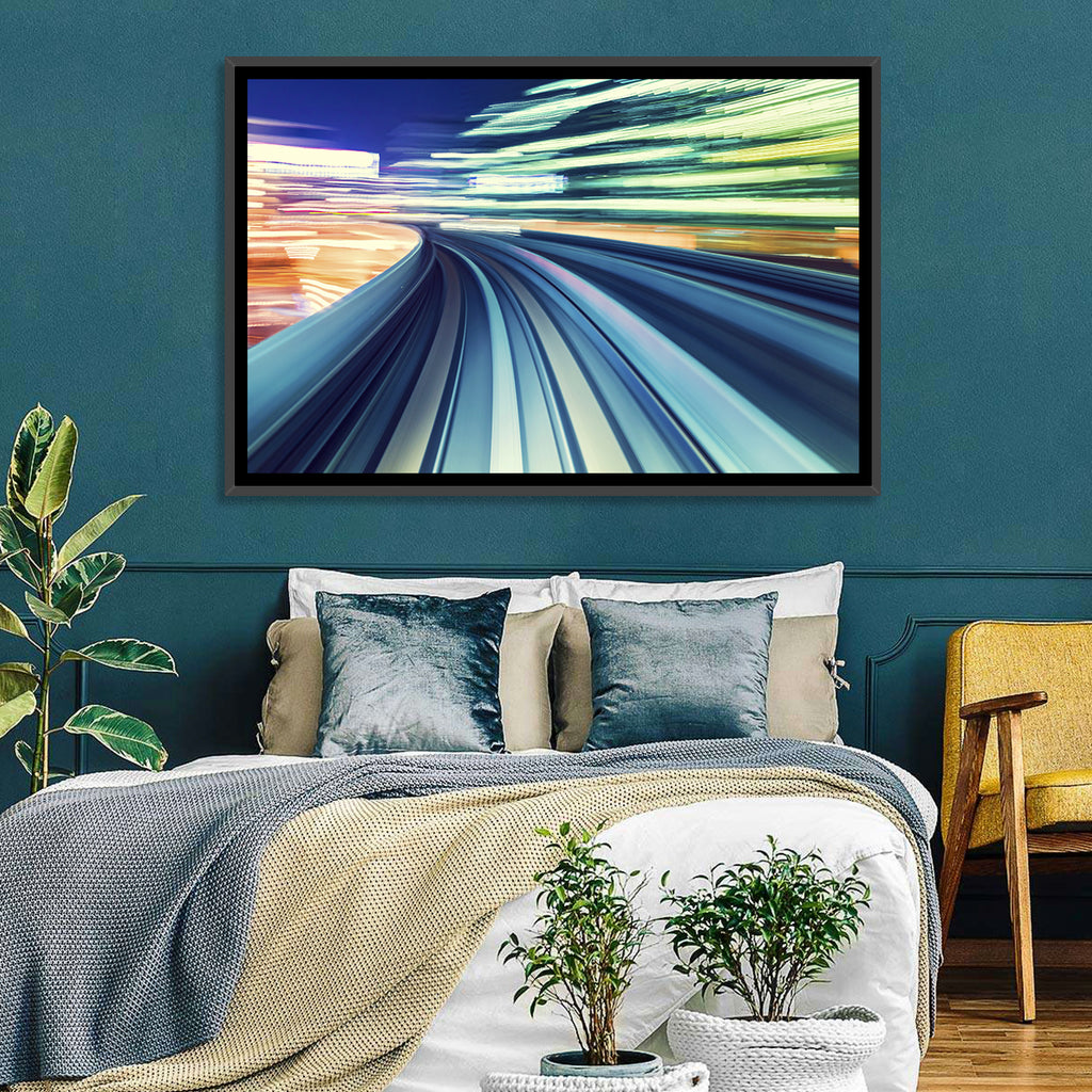 Curved Monorail Light Trails Wall Art